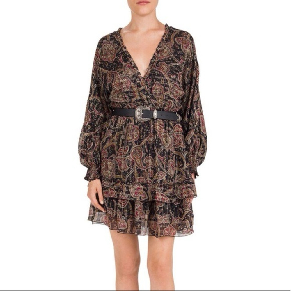 The Kooples Tanger Bandana Silk Tiered Mini Dress - Picture 2 of 16